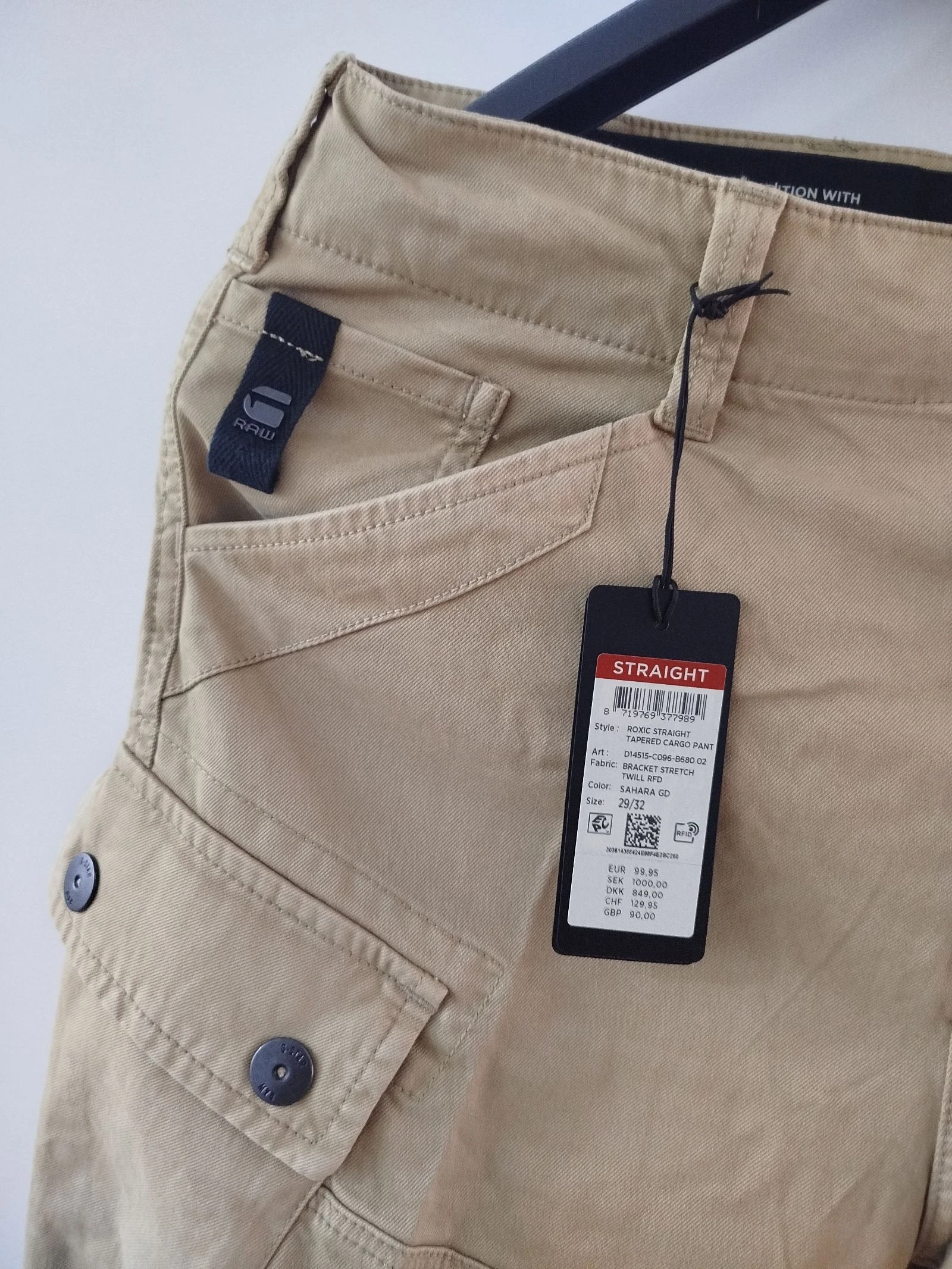 Pantalon cargo reto conico G-Star RAW Roxic, tingido em peca Sahara – photo 9